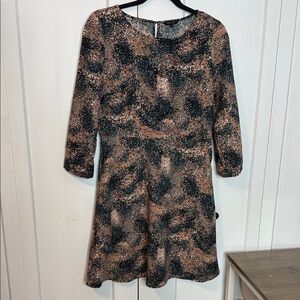 RW&CO. Black Orange Multicolour Patterned Long Sleeve Dress - US6